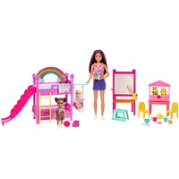Barbie Skipper erste Jobs - Spielset mit 3 Puppen und 15+ Zubehörteilen für Babysitting-Geschichten, inklusive Staffelei mit Farbwechseleffekt, für Kinder ab 3 Jahren, HND18