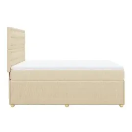 vidaXL Boxspringbett mit Matratze Creme 160x200 cm Stoff