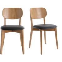Vintage-Stühle Eichenholz und schwarze Sitzfläche (2er-Set) LUCIA