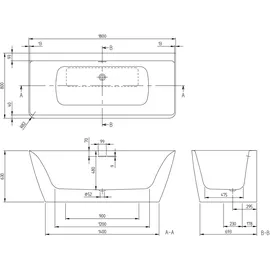 Villeroy & Boch Subway 3.0 Vorwandbadewanne 80 x 180 cm (UBQ180SBW9CS00V-01)