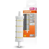 Osram LED Line multicolor LED-Lampe mit R7s-Retrofit-Sockel, 13 W / 1521 lm, klar, kaltes Tagesichtweiß mit 6500 K, nicht-dimmbar. IP20, bleifreies Glas, 28 mm Durchmesser, EEK E.