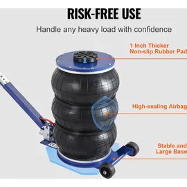 Vevor Pneumatischer Wagenheber Triple Bag Air Jack 5 t, Dreifachbeutel Luftheber 140-470 mm Hubhöhe Sack Luftwagenheber, 5 Minuten Hub Luftheber Wagenheberheber Wagenheber Einstellbar Rot