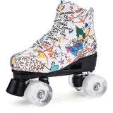 Classic Roller, Rollschuhe für Kinder, Jugendliche und Erwachsene,Die neuen Urban Rollschuhe,Vierrad-Skating, Zweireihige Größe, Erwachsene, Jugendliche, Schönes Muster (37)