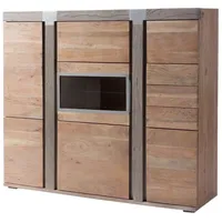Massivmoebel24 Highboard Akazie 160x45x142 beige lackiert Amsterdam 107