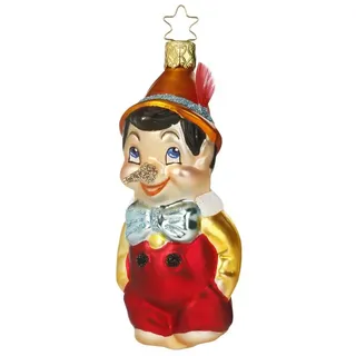 INGE-GLAS® Christbaumschmuck, Christbaumschmuck Pinocchio 11cm Glas Figur Rot / Gold / Blau braun|bunt|rot