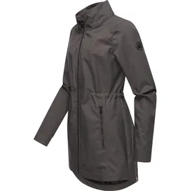 Ragwear Damen, Übergangsjacke leichte Jacke lang wasserdicht mit abnehmbarer Kapuze Dakkota II Dark Grey Melange Gr. M (38), grau (dunkelgrau), Obermaterial: 100% Polyester. Innenfutter: 100% Polyester, tailliert ca.