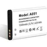 1300mAh Neue Aktualisierte Version Wiederaufladbare Li-Ion Akku für AVM Fritz!Fon C6 Modell A051 Telefon Ersatz Akku bis 20+ Stunden Gesprächsdauer (2, A051)