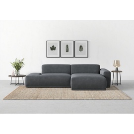 TRENDMANUFAKTUR Ecksofa Braga, mit hochwertigem Kaltschaum, L-Form, in Cord erhältlich, 2 Teile, modernes Sofa, Couch mit hohem Sitzkomfort, 275/72/160 cm (B/H/T) grau