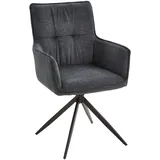 Livetastic Armlehnstuhl, Dunkelgrau, Holz, Metall, Textil, Pappel, Sperrholz, Füllung: Schaumstoff, konisch, 58x94x61 cm, Sitzfläche 360° drehbar, Esszimmer, Stühle, Esszimmerstühle, Armlehnenstühle