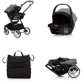 Chipolino 3 in 1 Kombikinderwagen Linea, Sportsitz, i-Size Babyschale, Babywanne grau