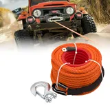 kunststoffseil für Seilwinde, 8mm x 15m Synthetisches Windenseil, 12-Strand Synthetikseil mit Schutzhülle und Metallhaken, Forstseil Maximale Zugkraft 6000KG/13228 LBS, für ATV UTV SUV LKW Offroad
