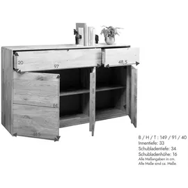 gose (km-0663) Sideboard 149 x 91 x 40 cm Wildeiche / Braun