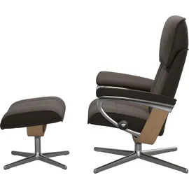 Stressless Stressless® Relaxsessel »Admiral«, (Set, Relaxsessel inkl. Hocker), mit Cross Base, Größe M & L, Holzakzent Eiche braun