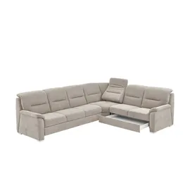 meinSofa Eckcouch Flachgewebe 2-Sitzer Creme