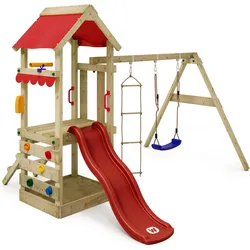 Spielturm FreshFlyer mit Schaukel & roter Rutsche One Size