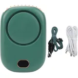 Tragbarer, Per Usb Aufladbarer Nackenventilator Ohne Rotorblätter, Mit Großer Windstärkeanzeige, Dunkelgrün.
