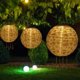 Starnearby Lampions Solar Außen, 2 Stück 30cm Solar Lampions Outdoor Hängende, Solar Lampions Außen Wetterfest, LED Laterne Solar Beleuchtung für Garten, Hof, Hochzeit, Party, Fest Deko