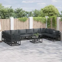 vidaXL Garten-Lounge-Set 11-tlg. schwarz Aluminium