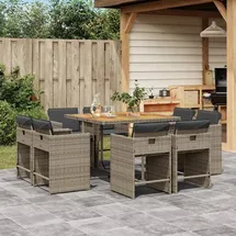 vidaXL Garten-Essgruppe 9-tlg. Grau