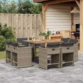 vidaXL Garten-Essgruppe 9-tlg. Grau