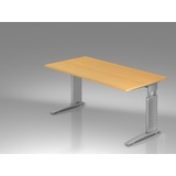 HAMMERBACHER US16 höhenverstellbarer Schreibtisch buche rechteckig, C-Fuß-Gestell silber 160,0 x 80,0 cm