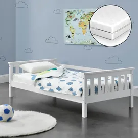 [en.casa] Kinderbett Nuuk 70x140 cm mit Kaltschaummatratze und Stauraum Weiß