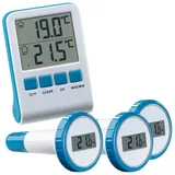 infactory Pool Thermometer Funk: 3 digitale Teich- und Poolthermometer mit LCD-Funk-Empfänger, IPX8 (Elektronische Poolthermometer, Teich- und Pool-Thermometer, Unterwasser)