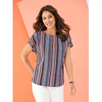 Sieh an! Schlupfbluse in aqua-orange-gestreift | Gr.: 52