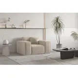 Fun Möbel Sessel Celes Premium Stoff Opera Velvet 70 x 70 x 70 cm Beige mit Zierkissen