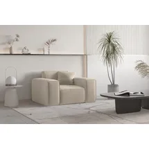 Fun Möbel Sessel Celes Premium Stoff Opera Velvet 70 x 70 x 70 cm Beige mit Zierkissen