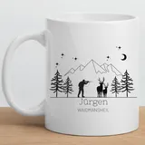 Jäger Tasse personalisiert mit Namen und Spruch Jagen Geschenk für Jäger lustig Emaille Tasse Jäger Geschenkidee für Jäger Emaille Tasse Keramik Tasse Accessoires Waidmannsheil (Emaille Tasse)