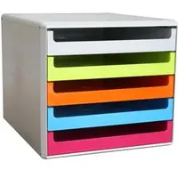 M&M Schubladenbox 28,5 x 26 x 35,7 cm 1-tlg. grau/grün/orange/blau/rot