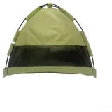 Haustier Zelt Faltbar für Innen und Außen, Atmungsaktives Oxford Gewebe mit Mesh, Wasserdichtes Katzenhaus für Kleine Hunde Katzen Kaninchen bis 16 kg(Army Green-L Size)