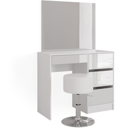 Vicco Schminktisch Frisiertisch Frisierkommode Sherry Weiß Schminkspiegel Hocker 90x75 cm modern Schlafzimmer Kommode Schublade Ablage Aufbewahrung Kosmetiktisch Make-Up-Tisch Hochglanz