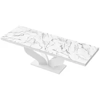 Design Esstisch Tisch HEB-222 Marmoroptik Marmor Natur - Weiß Hochglanz ausziehbar 160 bis 256 cm