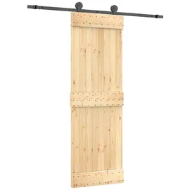 vidaXL Schiebetür rechts 70 x 210 cm Natürlich/Schwarz