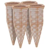 Relaxdays Tonkegel Bewässerung, 4er Set, Gießkegel für 1,5 l PET-Flaschen, für Zimmerpflanzen & Balkonkästen, terrakotta