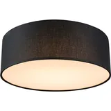 QAZQA - Deckenleuchte schwarz 30 cm inkl. LED - Drum LED