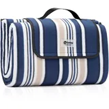 Sekey Picknickdecke XXL Blau-weiß Gestreift 200 x 200 cm