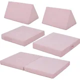 [en.casa] - Spielsofa Norhulta 5-tlg. 120x66x46 cm Cord Rosa