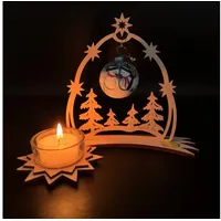 SAICO Original Teelichthalter - Kerzenständer mit Weihnachtskugel - Weihnachtsdeko Erzgebirge (handbemalt, inkl. 2 Teelichter), Kerzenhalter für ein Teelicht