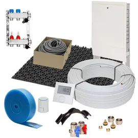 thermova 50 m2 Set Noppensystem 30 mm WLG 040 16x2 Alu-Verbundrohr Raster 15 cm 4 Heizkreise LCD Regler 230 V + Zubehör