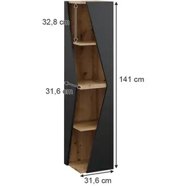 Vicco Benno, 31,6 x 70,5 cm, Anthrazit-Eiche, 3 Ablagen,