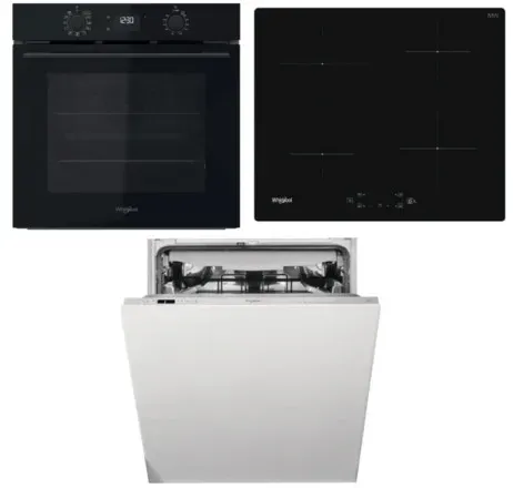 Whirlpool Backofen OMK58CU1SB + Geschirrspüler WIC3C26F + Induktionskochfeld WSQ7360NE