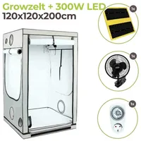 Growzelt 120x120x200cm mit 300 Watt LED