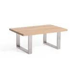 Bügelgestell Couchtisch aus Kernbuche Massivholz Edelstahl
