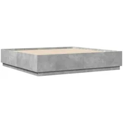 vidaXL Bettgestell mit LED Betongrau 200x200 cm Holzwerkstoff