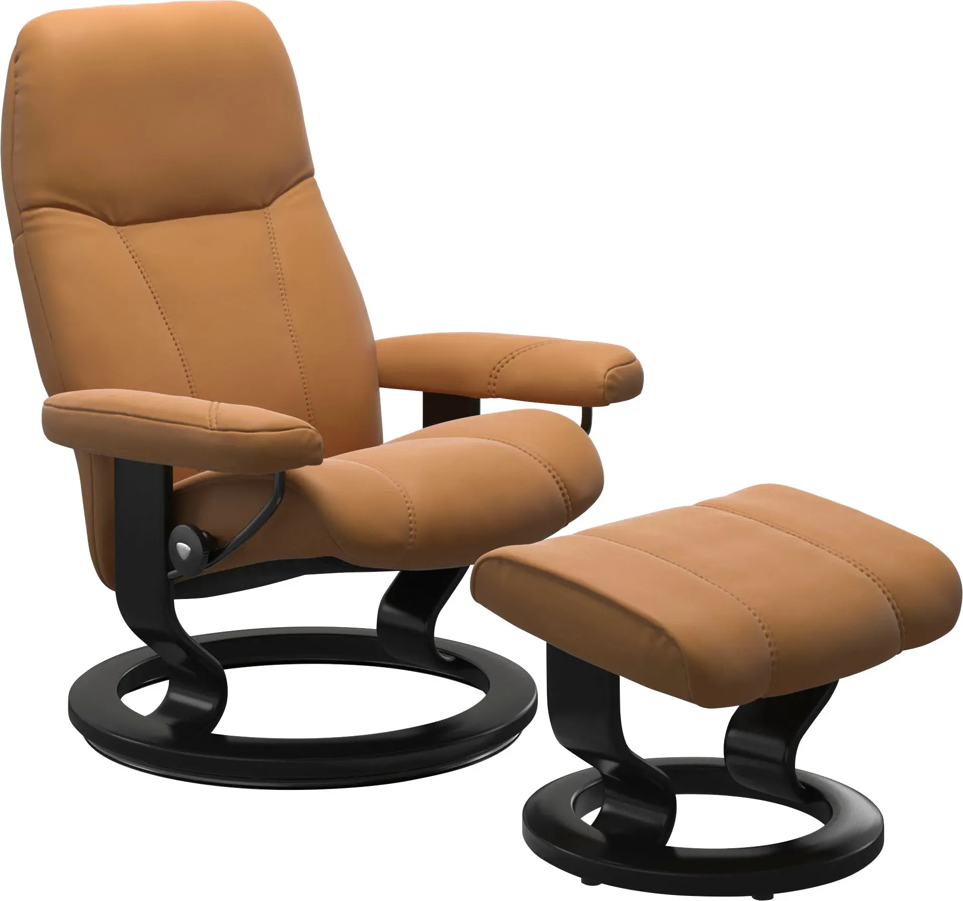 Relaxsessel STRESSLESS "Consul", braun (new caramel), B:76cm H:100cm T:71cm, Sessel, mit Classic Base, Größe M, Gestell Schwarz