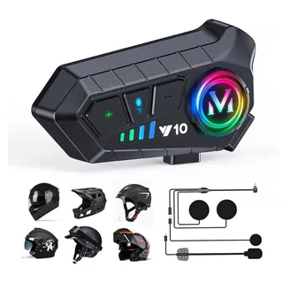 Motorrad Helm Bluetooth Headset, Gegensprechanlage mit 20 m Reichweite, 32 h Spielzeit, IPX6 wasserdicht, Bluetooth 5.3, HD-Klang