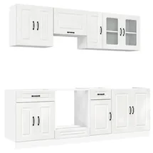 vidaXL Küchenschrank-Set Kalmar 8-tlg. Hochglanz  Weiß